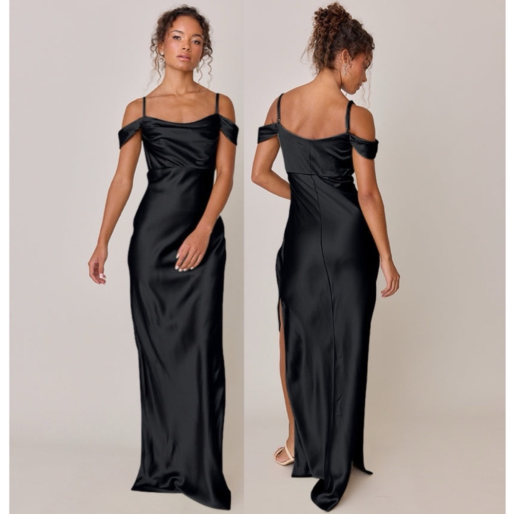 Revelry Black Satin Maxi Dress